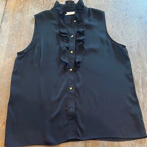 Black Sleeveless Ruffle Top